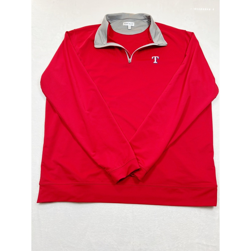Peter Millar Texas Rangers Mens XL Red Quarter Zip Performance Pullover Sweater
